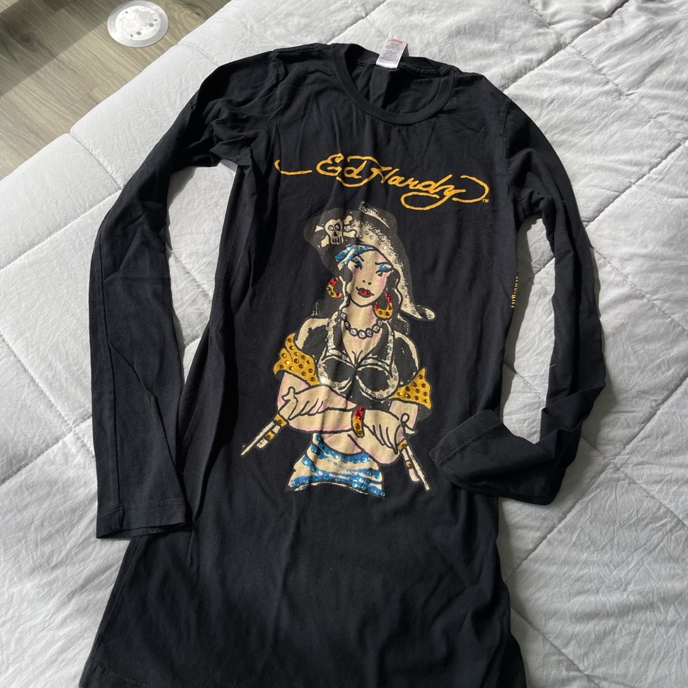 Ed Hardy Long Sleeve Fitted Tee
